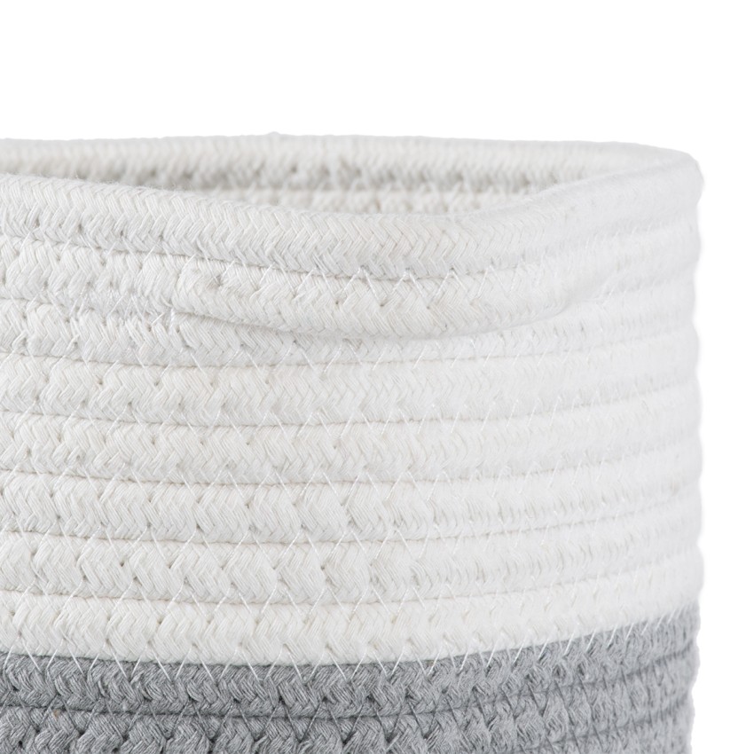 Τεχνητός Κήπος POSITANO  Διακοσμητικό Πλεκτό Καλάθι - Κασπώ Γλάστρα -  Γκρι με Λευκό Φ20cm x Υ20cm