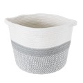 Τεχνητός Κήπος POSITANO  Διακοσμητικό Πλεκτό Καλάθι - Κασπώ Γλάστρα -  Γκρι με Λευκό Φ25cm x Υ25cm