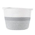 Τεχνητός Κήπος POSITANO  Διακοσμητικό Πλεκτό Καλάθι - Κασπώ Γλάστρα -  Γκρι με Λευκό Φ25cm x Υ25cm