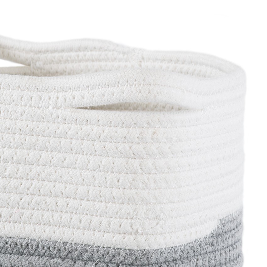 Τεχνητός Κήπος POSITANO  Διακοσμητικό Πλεκτό Καλάθι - Κασπώ Γλάστρα -  Γκρι με Λευκό Φ25cm x Υ25cm