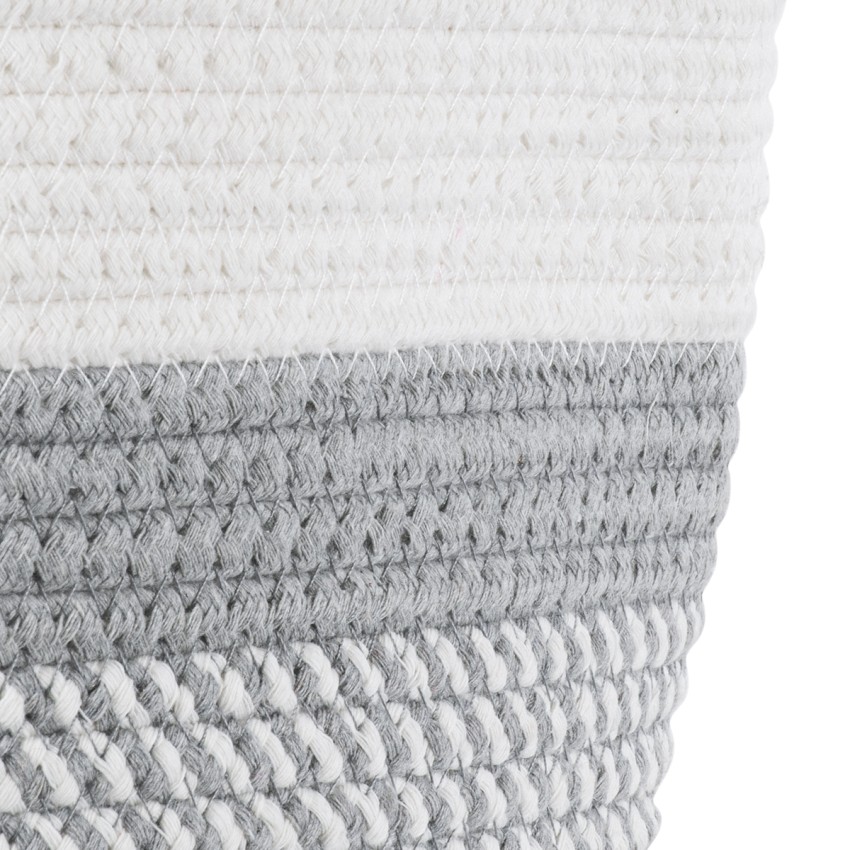 Τεχνητός Κήπος POSITANO  Διακοσμητικό Πλεκτό Καλάθι - Κασπώ Γλάστρα -  Γκρι με Λευκό Φ25cm x Υ25cm