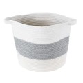 Τεχνητός Κήπος KEFALONIA  Διακοσμητικό Πλεκτό Καλάθι - Κασπώ Γλάστρα -  Γκρι με Λευκό Φ30cm x Υ30cm
