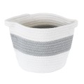 Τεχνητός Κήπος KEFALONIA  Διακοσμητικό Πλεκτό Καλάθι - Κασπώ Γλάστρα -  Γκρι με Λευκό Φ20cm x Υ20cm