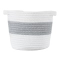Τεχνητός Κήπος KEFALONIA  Διακοσμητικό Πλεκτό Καλάθι - Κασπώ Γλάστρα -  Γκρι με Λευκό Φ20cm x Υ20cm