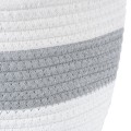 Τεχνητός Κήπος KEFALONIA  Διακοσμητικό Πλεκτό Καλάθι - Κασπώ Γλάστρα -  Γκρι με Λευκό Φ20cm x Υ20cm