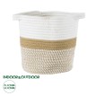 Τεχνητός Κήπος ITHAKI  Διακοσμητικό Πλεκτό Καλάθι - Κασπώ Γλάστρα -  Καφέ με Λευκό Φ20cm x Υ20cm