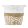 Τεχνητός Κήπος ITHAKI  Διακοσμητικό Πλεκτό Καλάθι - Κασπώ Γλάστρα -  Καφέ με Λευκό Φ20cm x Υ20cm