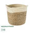 Τεχνητός Κήπος KALYMNOS  Διακοσμητικό Πλεκτό Καλάθι - Κασπώ Γλάστρα -  Μπεζ με Καφέ Φ26cm x Υ27cm