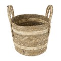 Τεχνητός Κήπος NAXOS  Διακοσμητικό Πλεκτό Καλάθι - Κασπώ Γλάστρα -  Μπεζ με Καφέ Φ30cm x Υ26cm
