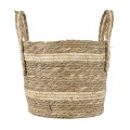 Τεχνητός Κήπος NAXOS  Διακοσμητικό Πλεκτό Καλάθι - Κασπώ Γλάστρα -  Μπεζ με Καφέ Φ30cm x Υ26cm