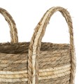 Τεχνητός Κήπος NAXOS  Διακοσμητικό Πλεκτό Καλάθι - Κασπώ Γλάστρα -  Μπεζ με Καφέ Φ30cm x Υ26cm