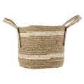 Τεχνητός Κήπος NAXOS  Διακοσμητικό Πλεκτό Καλάθι - Κασπώ Γλάστρα -  Μπεζ με Καφέ Φ35cm x Υ30cm