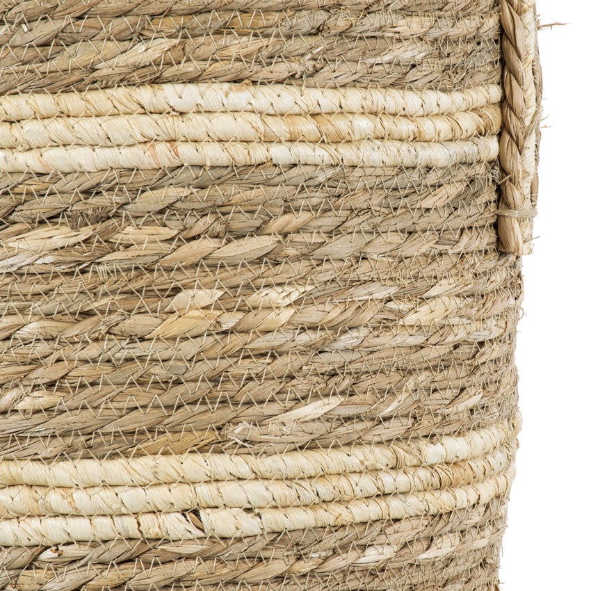 Τεχνητός Κήπος NAXOS  Διακοσμητικό Πλεκτό Καλάθι - Κασπώ Γλάστρα -  Μπεζ με Καφέ Φ35cm x Υ30cm