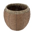 Τεχνητός Κήπος AMORGOS  Διακοσμητικό Πλεκτό Καλάθι - Κασπώ Γλάστρα -  Μπεζ με Καφέ Φ25cm x Υ21cm