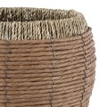 Τεχνητός Κήπος AMORGOS  Διακοσμητικό Πλεκτό Καλάθι - Κασπώ Γλάστρα -  Μπεζ με Καφέ Φ25cm x Υ21cm