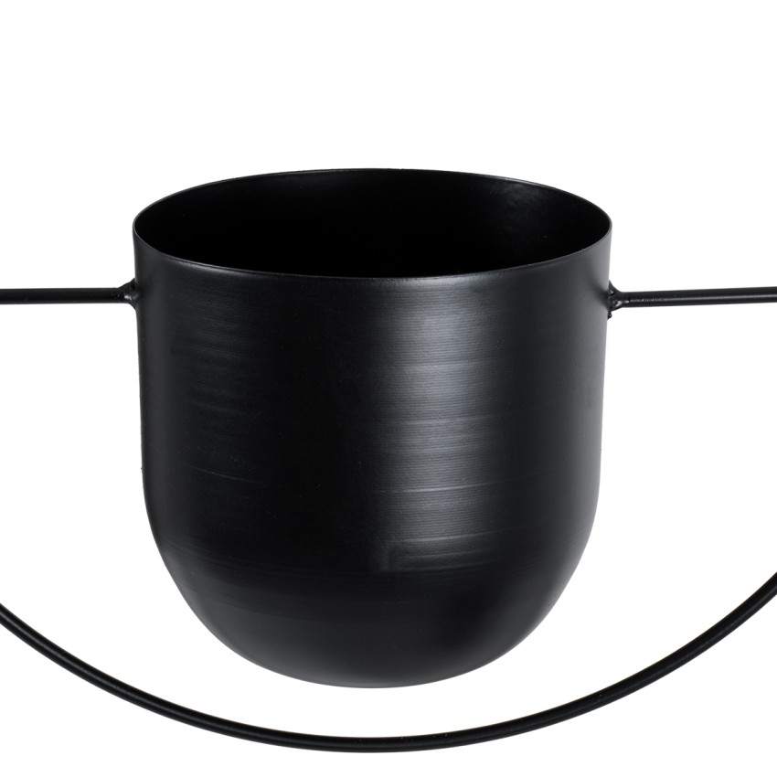 Τεχνητός Κήπος TILOS  Κρεμαστό Μεταλλικό Κασπώ Γλάστρα -  Μαύρο Φ35cm x Υ15cm