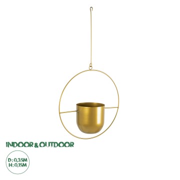 Τεχνητός Κήπος TILOS  Κρεμαστό Μεταλλικό Κασπώ Γλάστρα -  Χρυσό Φ35cm x Υ15cm