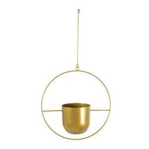 Τεχνητός Κήπος TILOS  Κρεμαστό Μεταλλικό Κασπώ Γλάστρα -  Χρυσό Φ35cm x Υ15cm