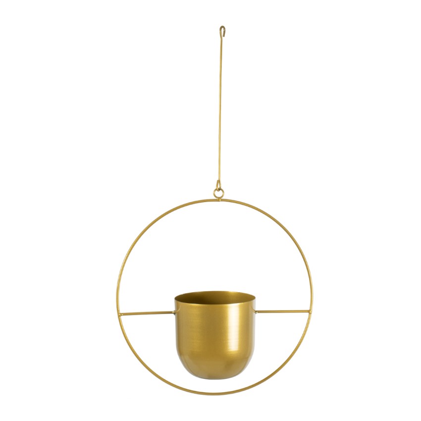 Τεχνητός Κήπος TILOS  Κρεμαστό Μεταλλικό Κασπώ Γλάστρα -  Χρυσό Φ35cm x Υ15cm