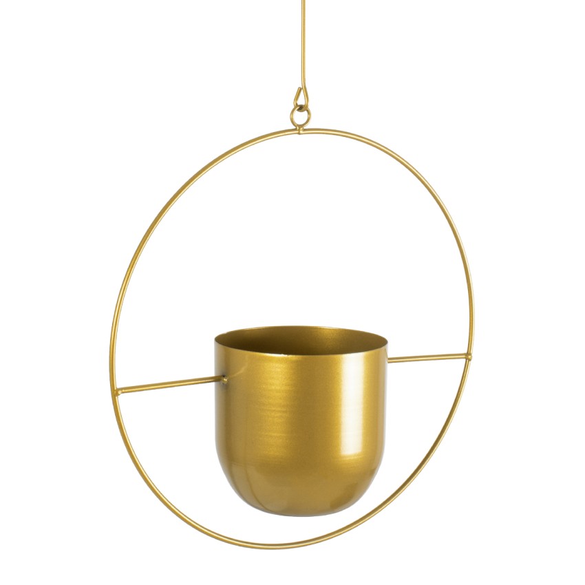 Τεχνητός Κήπος TILOS  Κρεμαστό Μεταλλικό Κασπώ Γλάστρα -  Χρυσό Φ35cm x Υ15cm