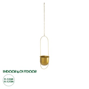 Τεχνητός Κήπος NISYROS  Κρεμαστό Μεταλλικό Κασπώ Γλάστρα -  Χρυσό Φ16cm x Υ52cm