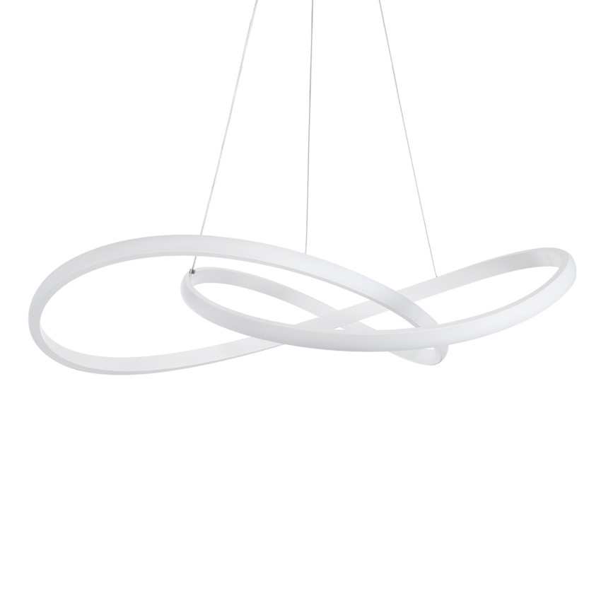 GLOBOSTAR® DEXTER  Μοντέρνο Κρεμαστό Φωτιστικό Οροφής LED 90W 10080lm 300° AC 220-240V IP20 Ρυθμιζόμενο Λευκό CCT με Χειριστήριο από 2700K έως 6000K Dimmable - Lumileds SMD Chip - Λευκό Ματ - Μ73 x Π73 x Υ16cm