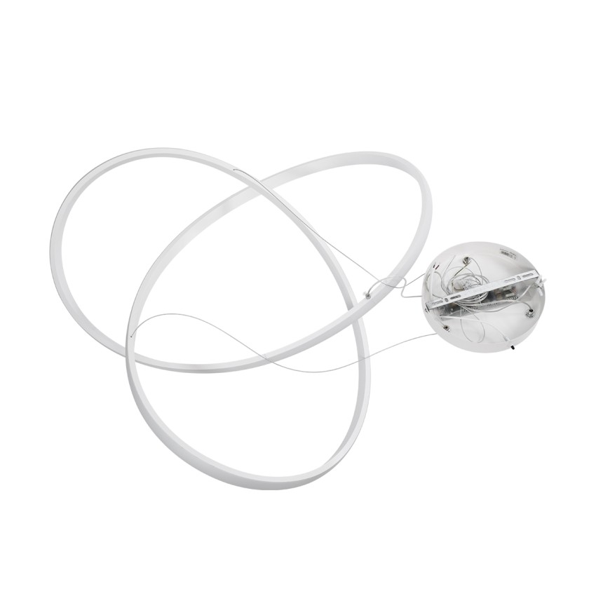 GLOBOSTAR® DEXTER  Μοντέρνο Κρεμαστό Φωτιστικό Οροφής LED 90W 10080lm 300° AC 220-240V IP20 Ρυθμιζόμενο Λευκό CCT με Χειριστήριο από 2700K έως 6000K Dimmable - Lumileds SMD Chip - Λευκό Ματ - Μ73 x Π73 x Υ16cm