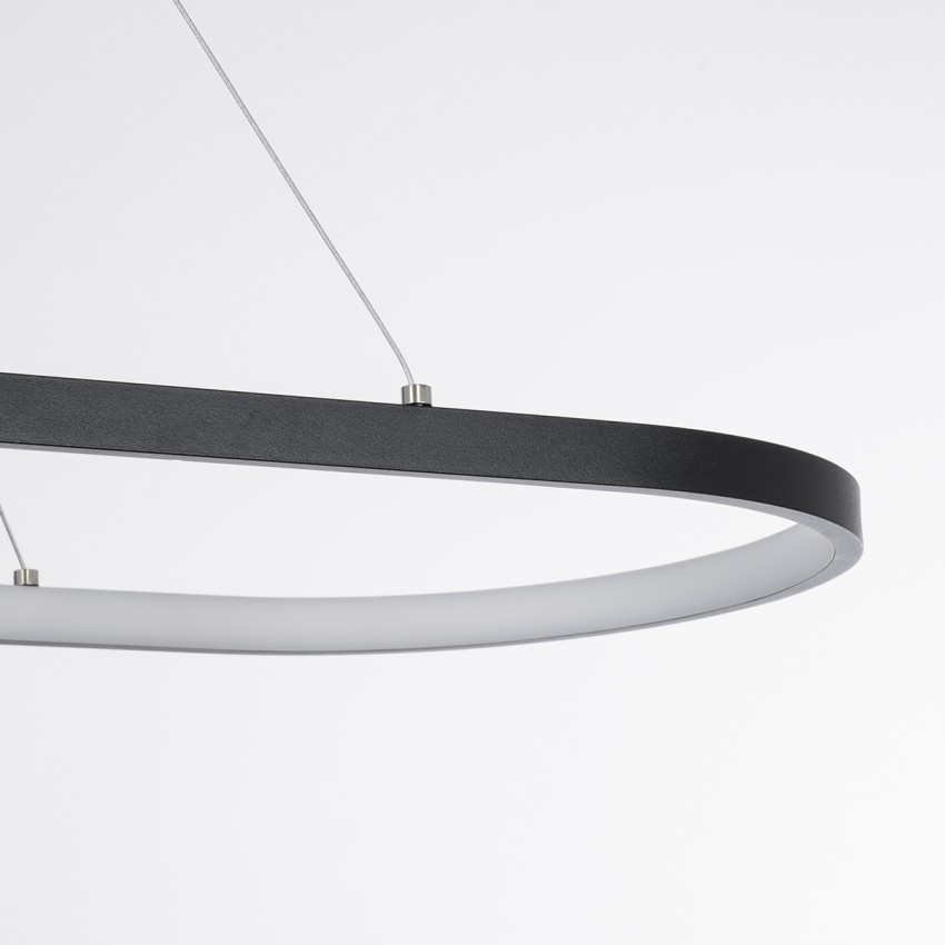 GLOBOSTAR® BOLIVAR  Μοντέρνο Κρεμαστό Φωτιστικό Οροφής LED 54W 6210lm 360° AC 220-240V IP20 Ρυθμιζόμενο Λευκό CCT με Χειριστήριο από 2700K έως 6000K Dimmable - Lumileds SMD Chip - Μαύρο Ματ - Μ120 x Π30 x Υ2cm