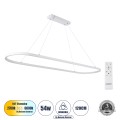 GLOBOSTAR® BOLIVAR  Μοντέρνο Κρεμαστό Φωτιστικό Οροφής LED 54W 6210lm 360° AC 220-240V IP20 Ρυθμιζόμενο Λευκό CCT με Χειριστήριο από 2700K έως 6000K Dimmable - Lumileds SMD Chip - Λευκό Ματ - Μ120 x Π30 x Υ2cm
