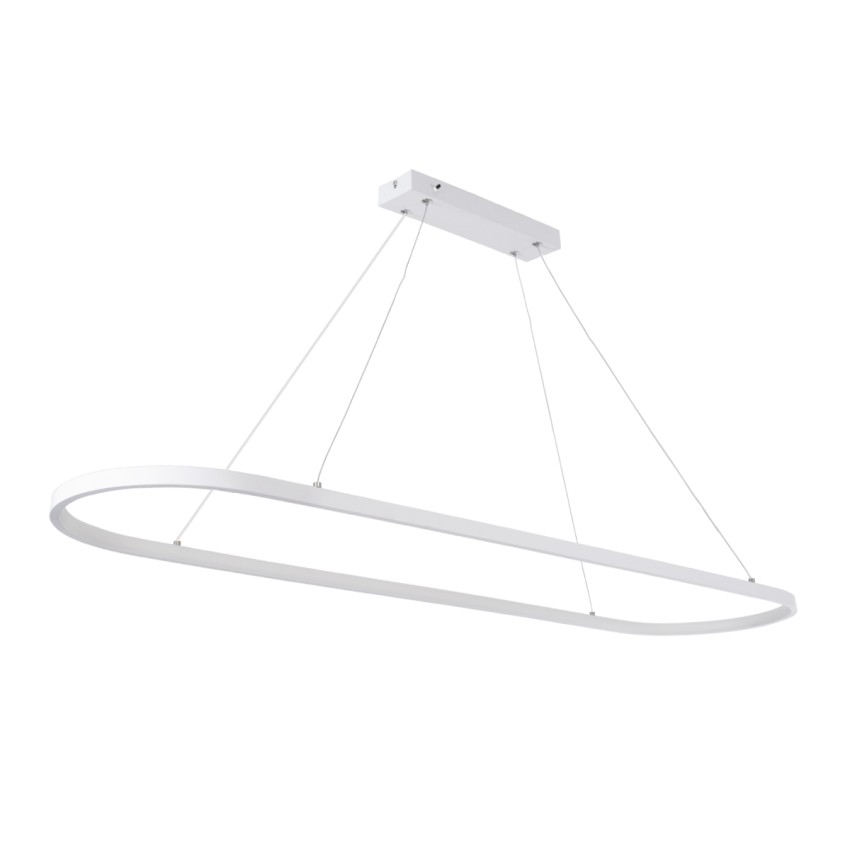 GLOBOSTAR® BOLIVAR  Μοντέρνο Κρεμαστό Φωτιστικό Οροφής LED 54W 6210lm 360° AC 220-240V IP20 Ρυθμιζόμενο Λευκό CCT με Χειριστήριο από 2700K έως 6000K Dimmable - Lumileds SMD Chip - Λευκό Ματ - Μ120 x Π30 x Υ2cm