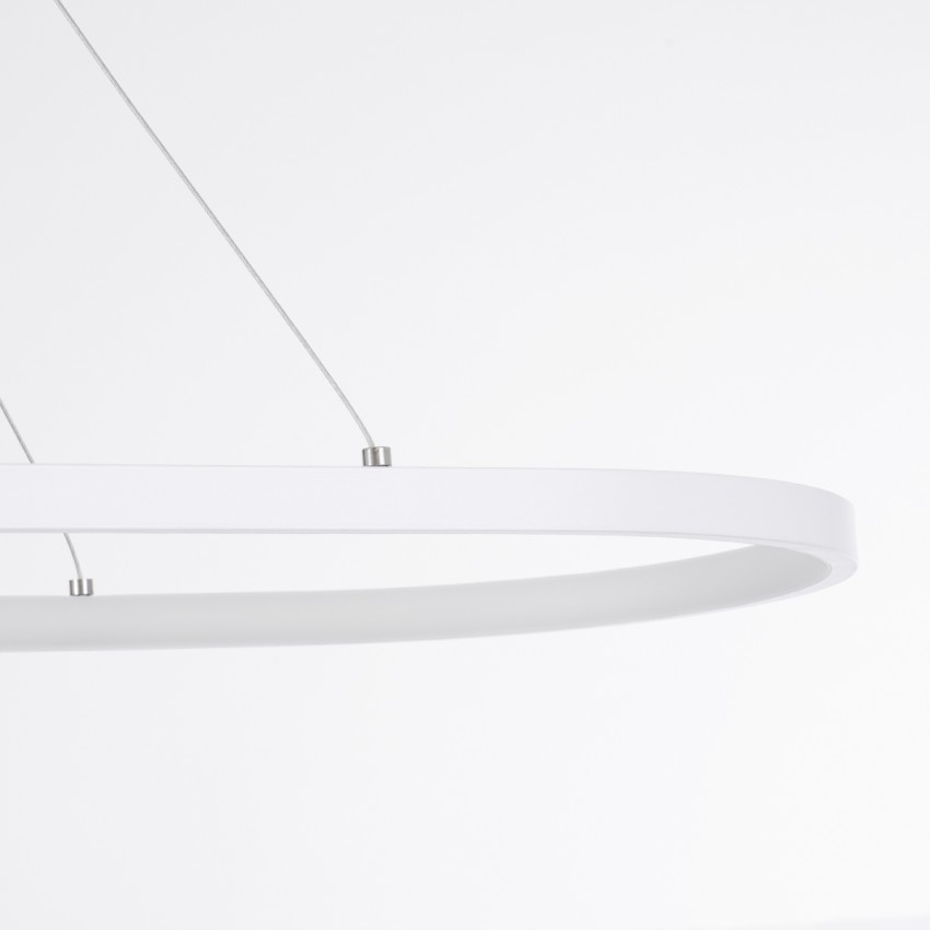 GLOBOSTAR® BOLIVAR  Μοντέρνο Κρεμαστό Φωτιστικό Οροφής LED 54W 6210lm 360° AC 220-240V IP20 Ρυθμιζόμενο Λευκό CCT με Χειριστήριο από 2700K έως 6000K Dimmable - Lumileds SMD Chip - Λευκό Ματ - Μ120 x Π30 x Υ2cm