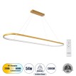GLOBOSTAR® BOLIVAR  Μοντέρνο Κρεμαστό Φωτιστικό Οροφής LED 54W 6210lm 360° AC 220-240V IP20 Ρυθμιζόμενο Λευκό CCT με Χειριστήριο από 2700K έως 6000K Dimmable - Lumileds SMD Chip - Χρυσό Βούρτσας - Μ120 x Π30 x Υ2cm