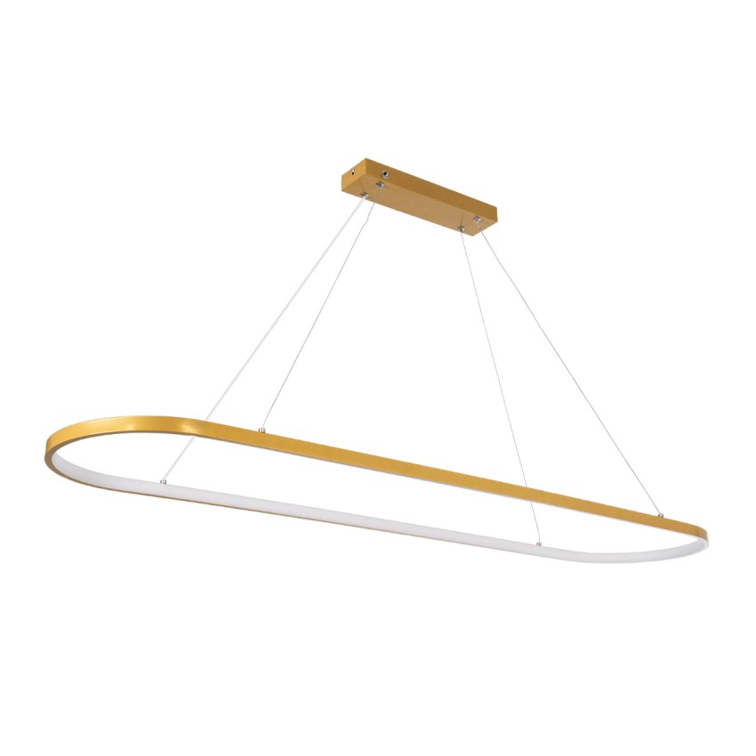 GLOBOSTAR® BOLIVAR  Μοντέρνο Κρεμαστό Φωτιστικό Οροφής LED 54W 6210lm 360° AC 220-240V IP20 Ρυθμιζόμενο Λευκό CCT με Χειριστήριο από 2700K έως 6000K Dimmable - Lumileds SMD Chip - Χρυσό Βούρτσας - Μ120 x Π30 x Υ2cm