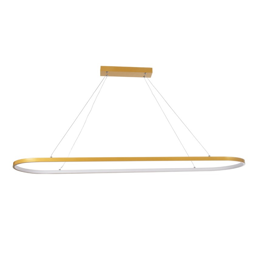 GLOBOSTAR® BOLIVAR  Μοντέρνο Κρεμαστό Φωτιστικό Οροφής LED 54W 6210lm 360° AC 220-240V IP20 Ρυθμιζόμενο Λευκό CCT με Χειριστήριο από 2700K έως 6000K Dimmable - Lumileds SMD Chip - Χρυσό Βούρτσας - Μ120 x Π30 x Υ2cm