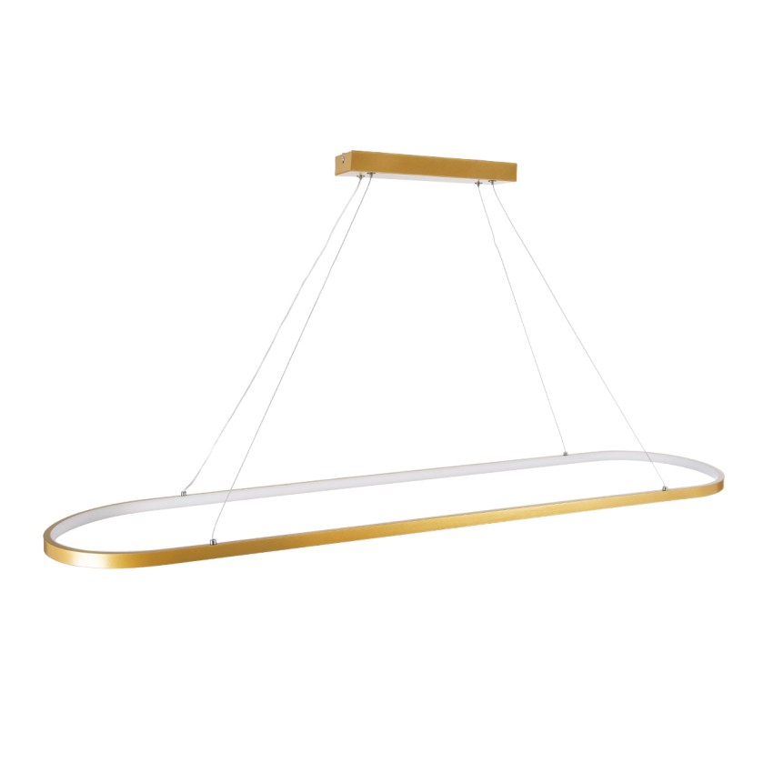 GLOBOSTAR® BOLIVAR  Μοντέρνο Κρεμαστό Φωτιστικό Οροφής LED 54W 6210lm 360° AC 220-240V IP20 Ρυθμιζόμενο Λευκό CCT με Χειριστήριο από 2700K έως 6000K Dimmable - Lumileds SMD Chip - Χρυσό Βούρτσας - Μ120 x Π30 x Υ2cm