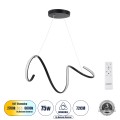 SPIRALE  Κρεμαστό Φωτιστικό Οροφής Design LED CCT 75W 8400lm 300° AC 220-240V - Εναλλαγή Φωτισμού μέσω Τηλεχειριστηρίου All In One Ψυχρό 6000k+Φυσικό 4500k+Θερμό 2700k Dimmable Μ72 x Π25 x Υ30cm - Μαύρο