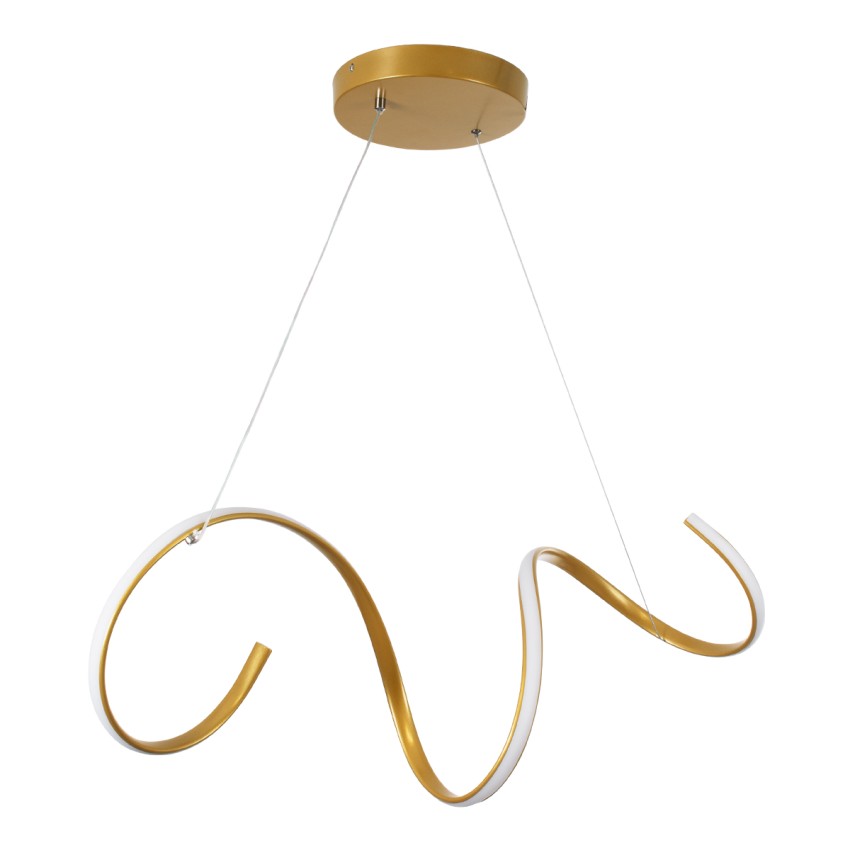 GLOBOSTAR® SPIRALE  Μοντέρνο Κρεμαστό Φωτιστικό Οροφής LED 75W 8400lm 300° AC 220-240V IP20 Ρυθμιζόμενο Λευκό CCT με Χειριστήριο από 2700K έως 6000K Dimmable - Lumileds SMD Chip - Χρυσό Βούρτσας - Μ72 x Π25 x Υ30cm