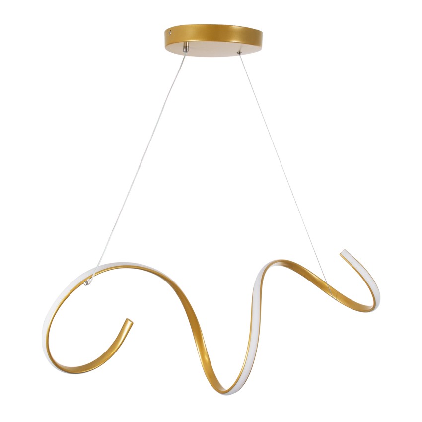 GLOBOSTAR® SPIRALE  Μοντέρνο Κρεμαστό Φωτιστικό Οροφής LED 75W 8400lm 300° AC 220-240V IP20 Ρυθμιζόμενο Λευκό CCT με Χειριστήριο από 2700K έως 6000K Dimmable - Lumileds SMD Chip - Χρυσό Βούρτσας - Μ72 x Π25 x Υ30cm