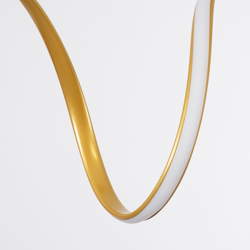 GLOBOSTAR® SPIRALE  Μοντέρνο Κρεμαστό Φωτιστικό Οροφής LED 75W 8400lm 300° AC 220-240V IP20 Ρυθμιζόμενο Λευκό CCT με Χειριστήριο από 2700K έως 6000K Dimmable - Lumileds SMD Chip - Χρυσό Βούρτσας - Μ72 x Π25 x Υ30cm