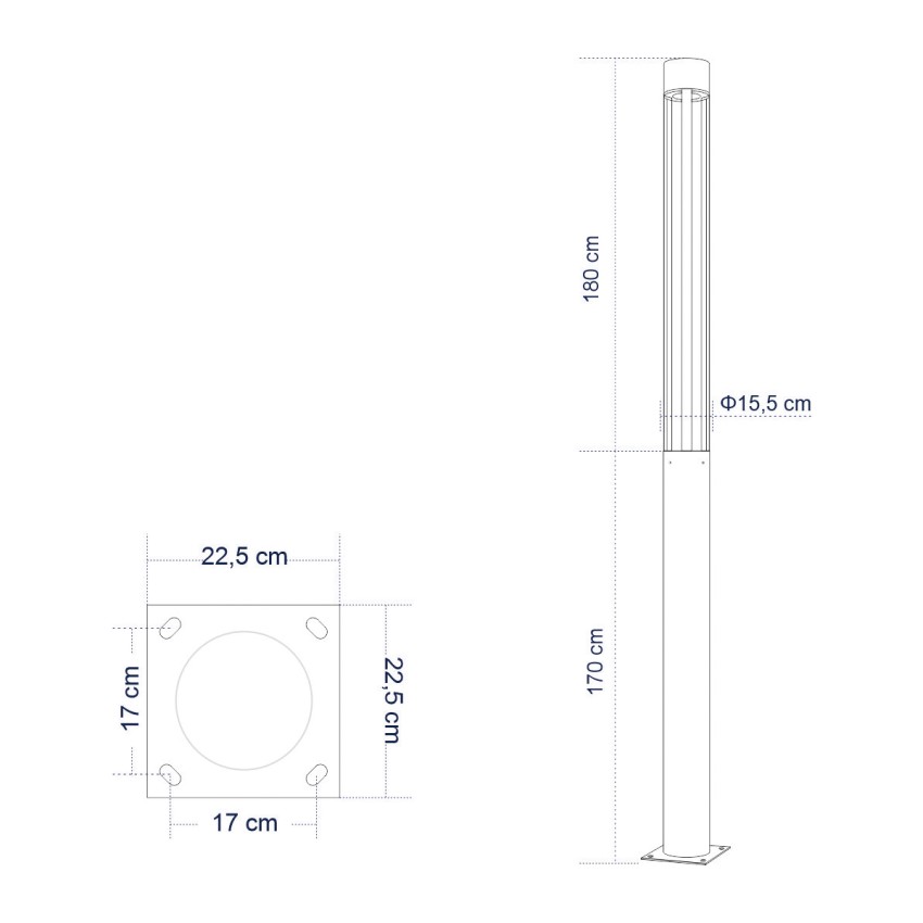 CANCUN  Urban Light Φωτιστικό Πάρκου - Πλατείας - Κήπου Ύψους 3.5 μέτρων LED 40W 5440lm 60° AC100-240VAC IP67 IK09 - D15.5 x H350cm - Anthracite Grey - Φυσικό Λευκό 4000K - LUMILEDS - MEAN WELL DRIVER