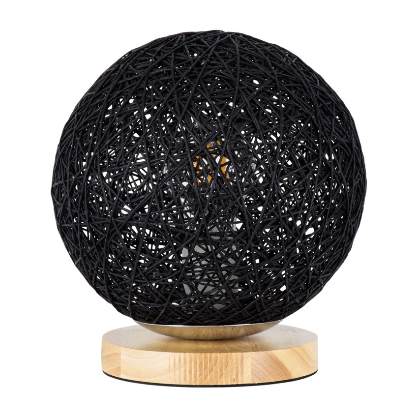 GLOBOSTAR® OCEANA  Boho Επιτραπέζιο Φωτιστικό Πορτατίφ με Ντουί 1 x E27 AC 220-240V IP20 - Μαύρο & Μπεζ - M20 x Π20 x Υ22cm