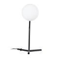 ELFIS  Μοντέρνο Επιτραπέζιο Φωτιστικό Πορτατίφ Μονόφωτο 1 x E27 Λευκή Γυάλινη Μπάλα με Μεταλλικό Μαύρο Σώμα Φ15 x Υ41cm