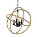 GLOBOSTAR® VITRUVIAN  Boho Κρεμαστό Φωτιστικό Οροφής με Ντουί 4 x E14 AC 220-240V IP20 - Μαύρο & Μπεζ - Μ53 x Π53 x Υ53cm
