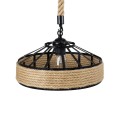 GLOBOSTAR® SAHARA  Boho Κρεμαστό Φωτιστικό Οροφής με Ντουί 1 x E27 AC 220-240V IP20 - Μπεζ & Μαύρο - Μ31 x Π31 x Υ14cm