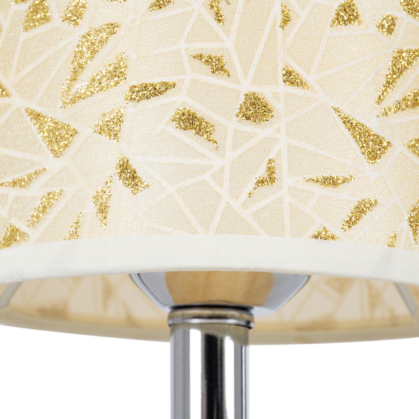 MOSAIC  Κλασικό Επιτραπέζιο Φωτιστικό Πορτατίφ Μονόφωτο 1 x E27 Ξύλινο με Μπεζ Καπέλο Φ14 x Υ26cm