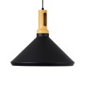 CALYPSO  Μοντέρνο Κρεμαστό Φωτιστικό Καμπάνα Μονόφωτο 1 x E27 IP20 Μαύρο & Χρυσό Μέταλλο με Μπεζ Ξύλο - Μ36 x Π36 x Υ30cm