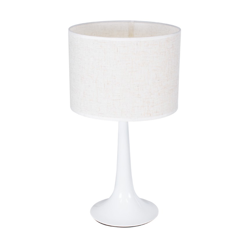 AMBROSIA  Μοντέρνο Επιτραπέζιο Φωτιστικό Πορτατίφ Μονόφωτο 1 x E27 IP20 Λευκό Μέταλλo με Λευκό Ύφασμα - Μ25 x Π25 x Υ46cm