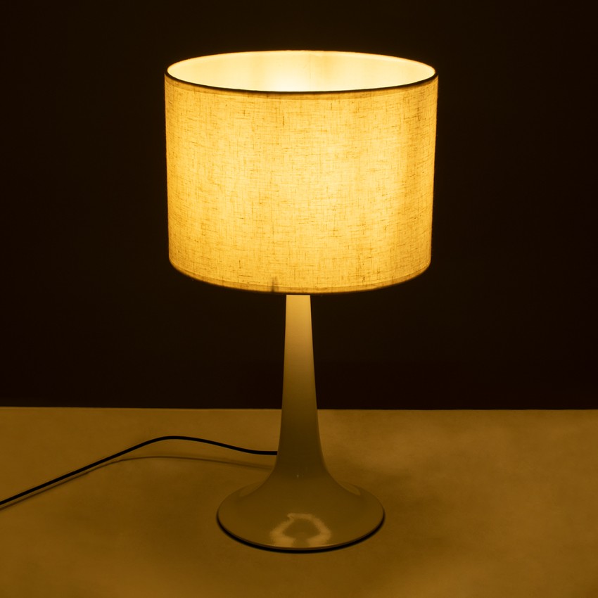 AMBROSIA  Μοντέρνο Επιτραπέζιο Φωτιστικό Πορτατίφ Μονόφωτο 1 x E27 IP20 Λευκό Μέταλλo με Λευκό Ύφασμα - Μ25 x Π25 x Υ46cm