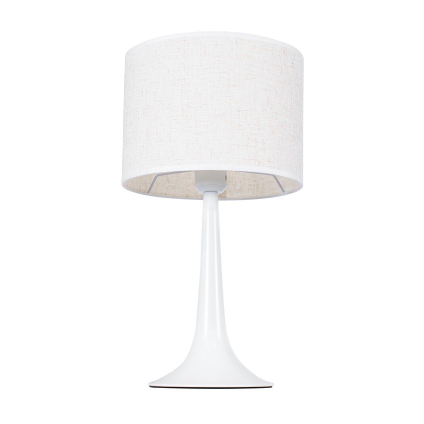 AMBROSIA  Μοντέρνο Επιτραπέζιο Φωτιστικό Πορτατίφ Μονόφωτο 1 x E27 IP20 Λευκό Μέταλλo με Λευκό Ύφασμα - Μ25 x Π25 x Υ46cm
