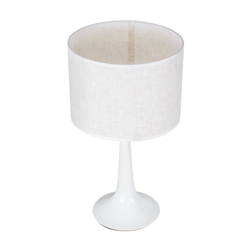 AMBROSIA  Μοντέρνο Επιτραπέζιο Φωτιστικό Πορτατίφ Μονόφωτο 1 x E27 IP20 Λευκό Μέταλλo με Λευκό Ύφασμα - Μ25 x Π25 x Υ46cm
